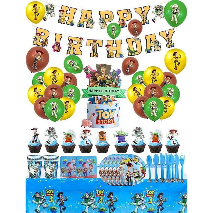 Décoration de Fête Anniversaire Toy Story Ballons Anniversaire Bannière de  Joyeux Vaisselle de Fête Déco Topper de Gateau pou [W305] - Cdiscount Maison