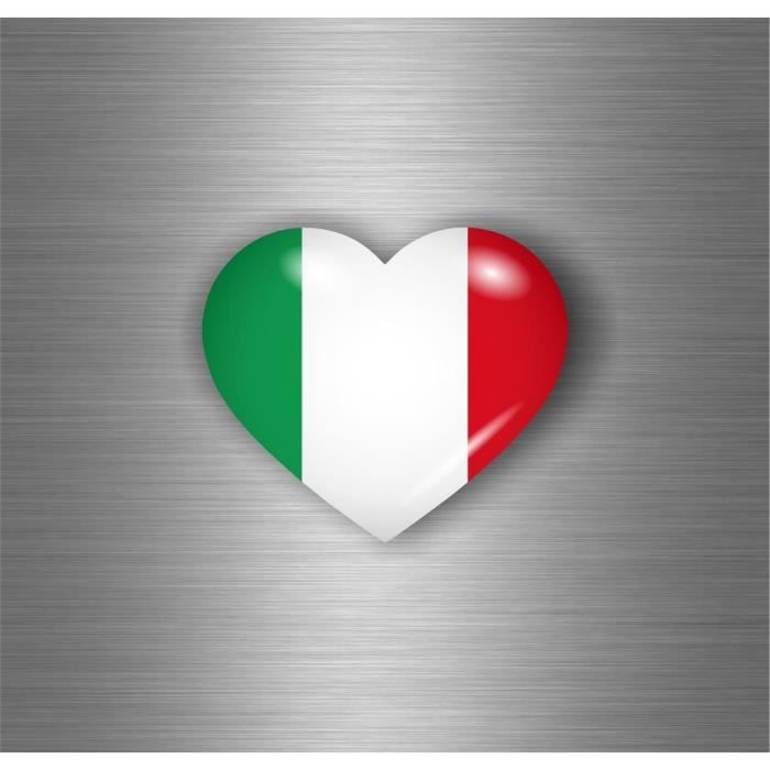 Autocollant sticker drapeau italie italien cœur