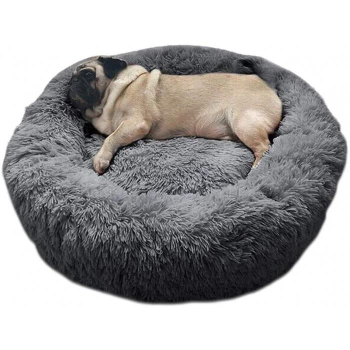 panier chien lit 60cm rond et doux pour chats et petits chiens animal familier domestique coussin de sommeil pour des dormant (gris