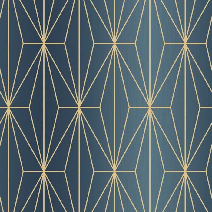 Muriva Kayla Papier Peint Geometrique Metallique Bleu Bronze Cdiscount Bricolage