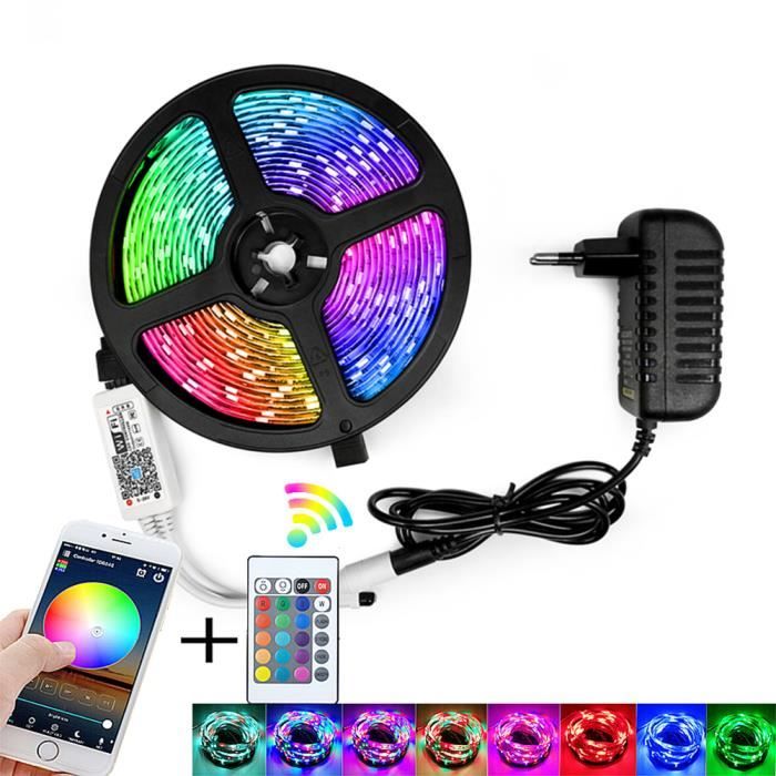 Ruban à LED 10M Etanche, Ototon® WIFI Bande LED RGB 12V, Multicolore avec  Fonction de Chronométrage pour Intérieur ou Exterieur