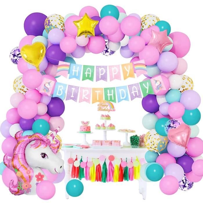 Lot De 5 Ballons Aluminium Licorne Et étoiles - Pour Anniversaire Fille, Baby Shower - Gonflage Hélium Ou Air - 10