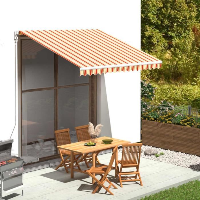 4246Neuve- Tissu de remplacement pour auventAnti UVStore dauvent Toile avec Revêtement extérieur Jaune et orange 3x25 m
