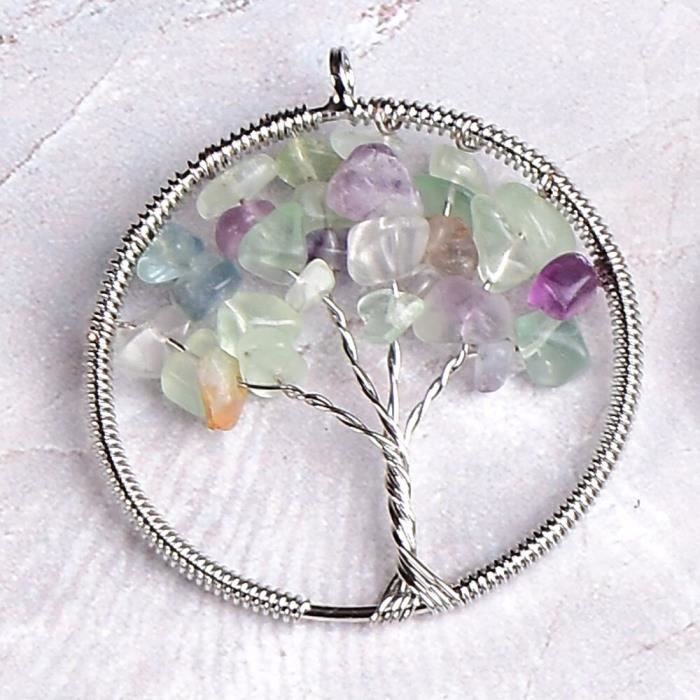 Lot 270 Pendentifs Arbre De Vie En Cristal Quartz - Feuilles Vertes Acrylique Pour Bijoux Et Créations Artisanales