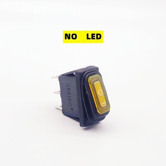 Interrupteur à Bascule étanche Lumière Rouge - 3 Broches, Pour Trou 20 Mm, 15A/12V, Cosse Plate