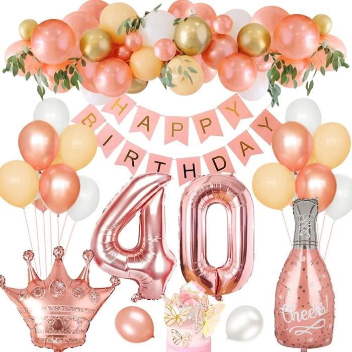 40 Ans Decorations Fete Anniversaire Or Rose Ballon Anniversaire 40 Ans Fournitures De Fete Banniere Joyeux Anniversaire Pour 64 Cdiscount Maison