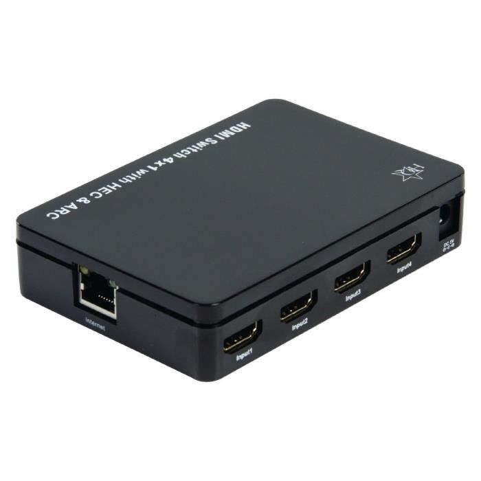 COMMUTATEUR SWITCH HDMI 4 PORTS 1080p 3D RJ45 ETHERNET ARC +
