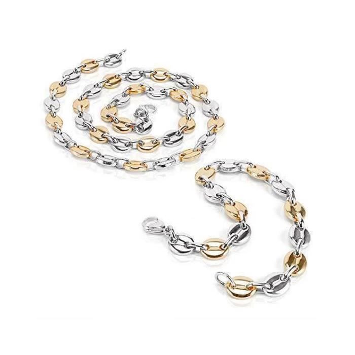 collier homme acier et argent collier homme acier et argent
