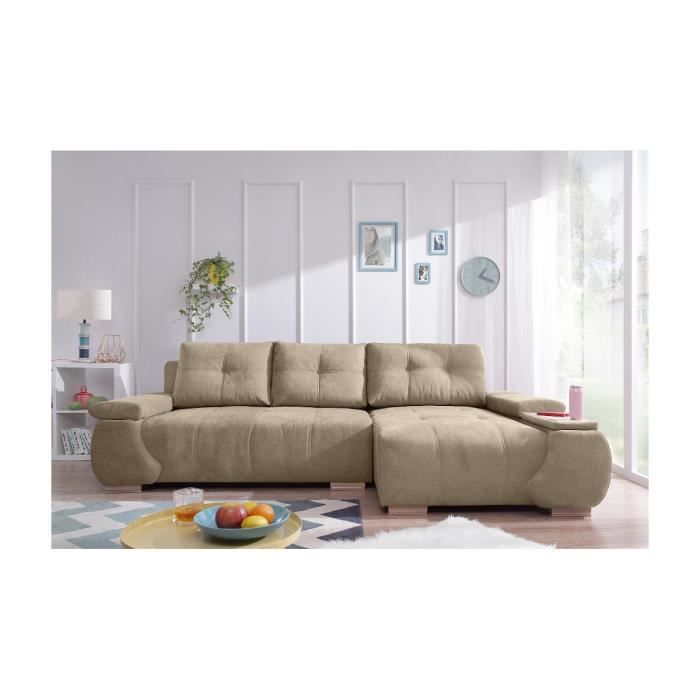 Canape D Angle Convertible Coffre Amore Beige Angle Droit