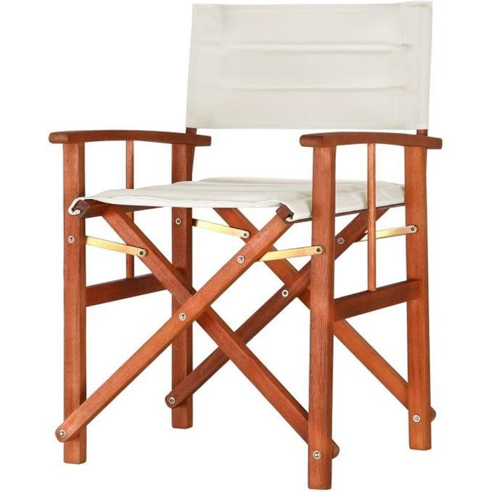 Chaise pliante en bois d'eucalyptus FSC® crème - CASARIA - Chaise de régie - Confortable et durable
