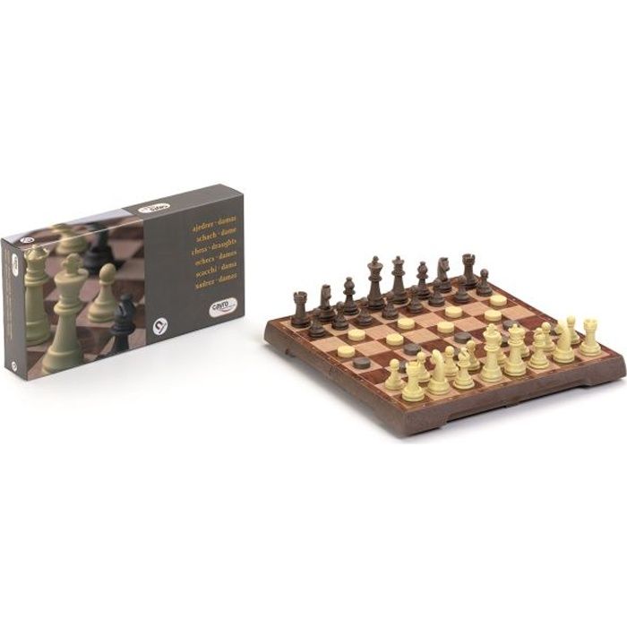 Jeu D'Échecs Et De Dames Pliable En Bois De 38 Cm Avec Pièces D'Échecs Staunton De 7,6 Cm De