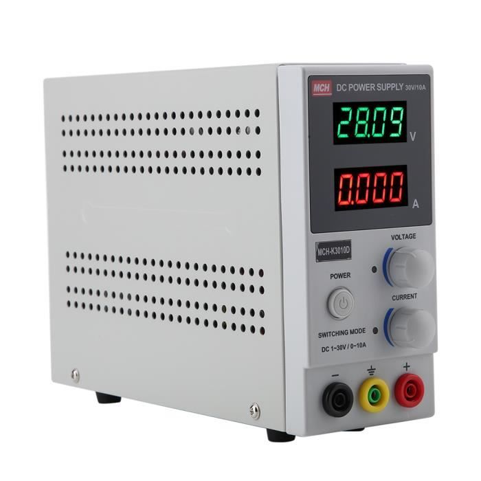 KUAIQU Alimentation Électrique DC Commutation Réglable 0-32V 0-6A Alimentation de Banc Réglable Affichage LED 4 Chiffres avec Bouton de Sortie Réglable Interrupteur Marche/arrêt Port de Charge USB 5V/2A (Blanc