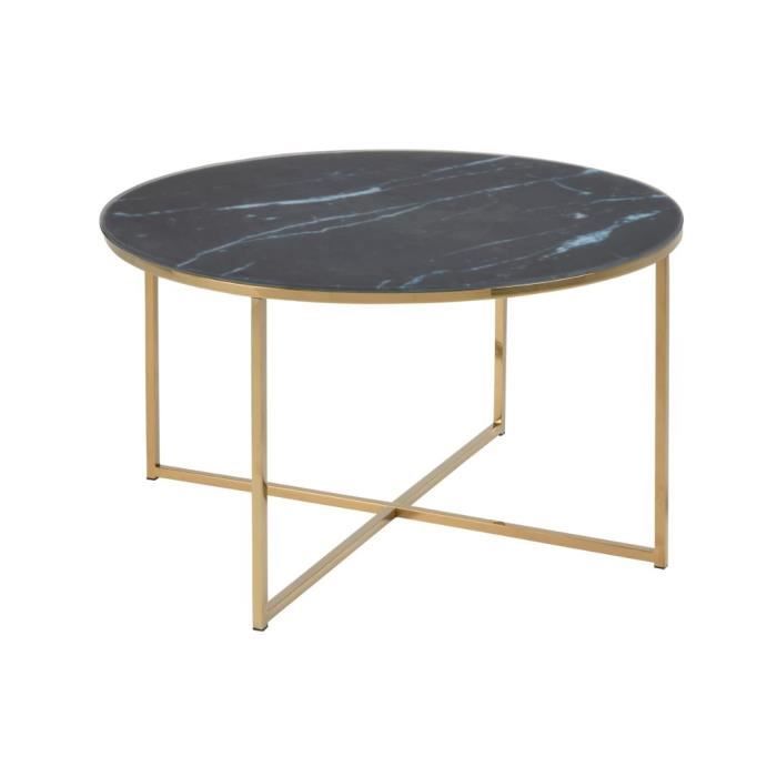 table basse anika en métal avec un plateau en marbre artificiel.