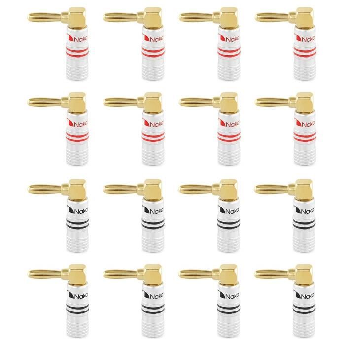 Fiches Banane Nakamichi Excel Series Plaquées Or 24K Avec Câble OFC 12AWG - 6 Pieds