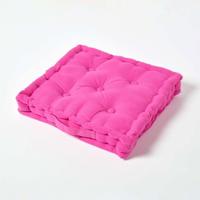 Coussin de sol - HOMESCAPES - 40 x 40 cm - Rose Fushia - 100% Coton - Intérieur Coussin de sol - HOMESCAPES - 40 x 40 cm - Rose Fushia - 100% Coton - Intérieur