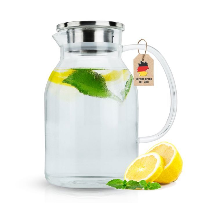 Récipient Boisson Lave-vaisselle Aleker Carafe à Eau De 1 Litre Avec Couvercle, Pichet En Pichet Réfrigérateur 1 Litre Sans BPA