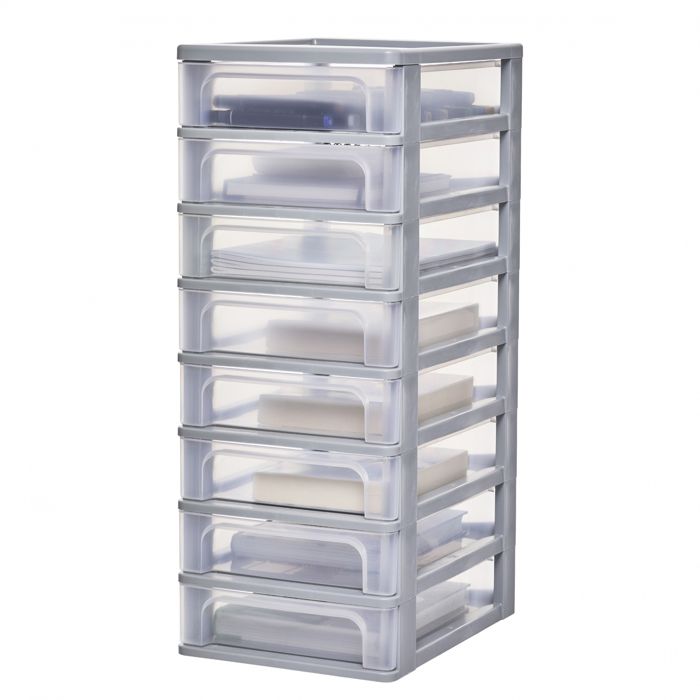 Iris Ohyama Caisson de rangement plastique A4 8 Petits Tiroris Gris OCH-2080 Iris Ohyama Caisson de rangement plastique A4 8 Petits Tiroris Gris OCH-2080