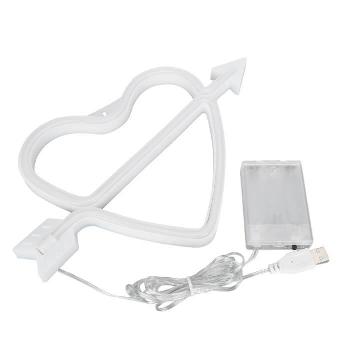 Enseigne Néon Cœur Rose – Lampe LED Sur Piles Ou USB – 20,3 Cm – Déco Murale/table Pour Chambre, Fête, Saint-Valentin