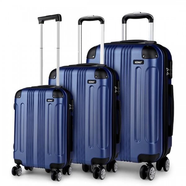 kono ensembles de valises sac en valise trolley business trip en abs léger 4 roues(ensemble de 3 pièces (20"/ 24"/28"), marine