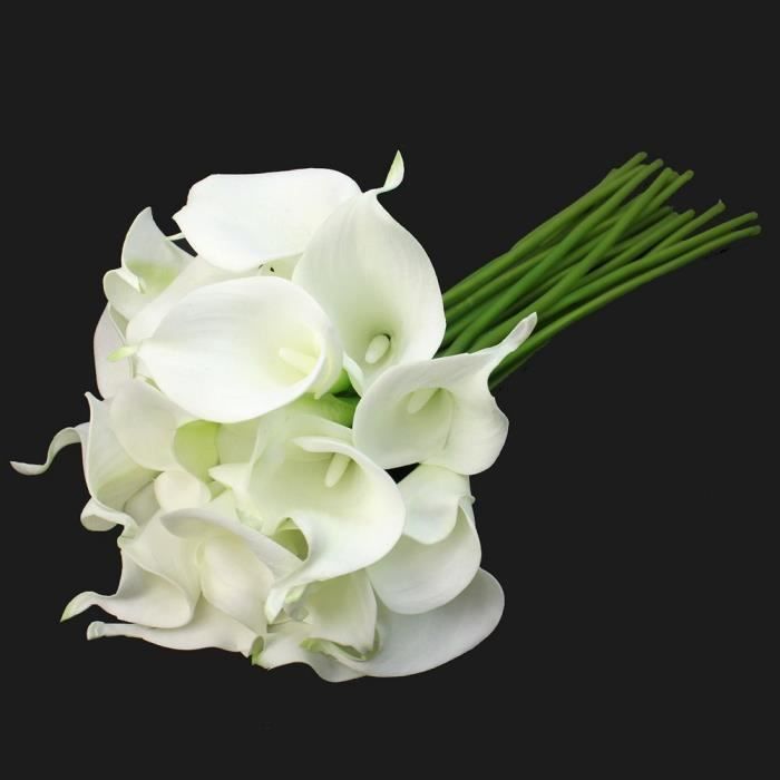 Blanc TOPFAY 12 PCS Soie Artificielle Fleur De Lys Calla Bouquet de mariée décor décoration de Mariage Romantique de la Maison