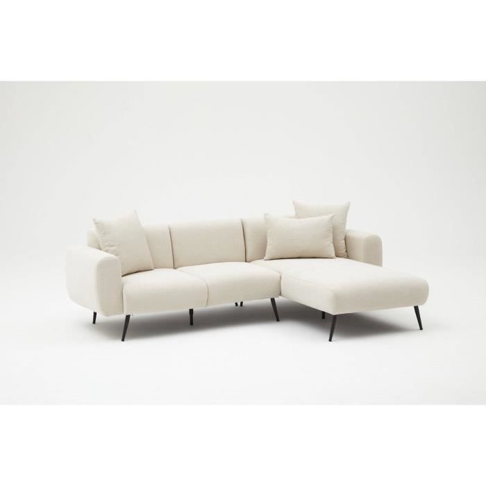Canapé d'angle Blanc Tissu Contemporain Confort