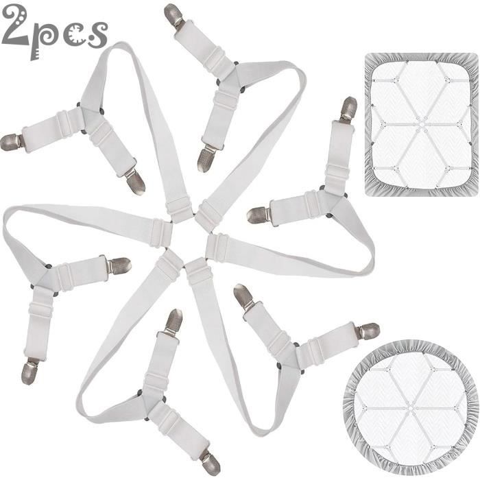 Kit 8 Pièces Bedecor - Tendeurs De Drap Housse Réglables 60 à 200 Cm Pour Maintenir Les Draps
