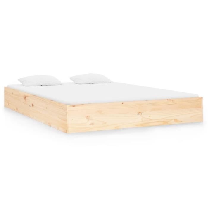 Cadre de lit - MOTHINESSTO - LY4940 - Bois massif - 140x190 cm - Montage nécessaire