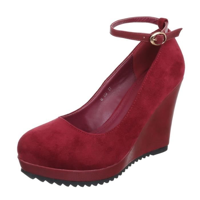 talons compensés rouge