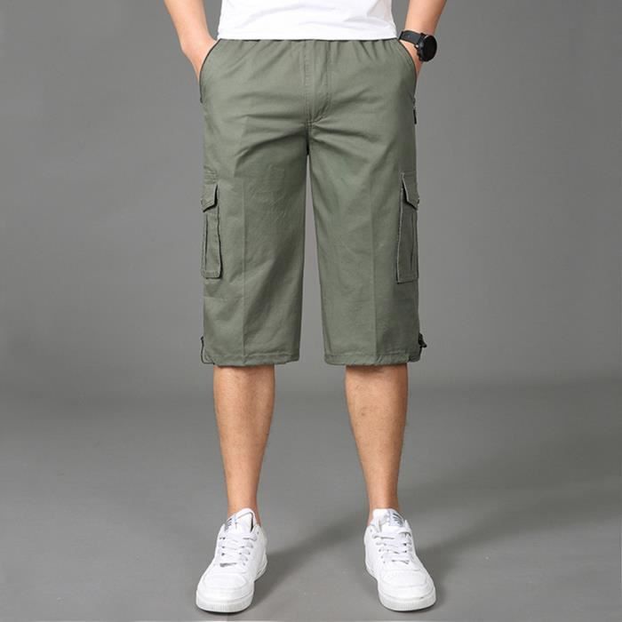 Short Cargo Pour Homme Avec Cordon De Serrage à La Taille élastique, Short De Sport Extensible, Coupe Ample, Léger, Décontracté, Short De Randonnée, Poches, A # Bleu Marine., XXL