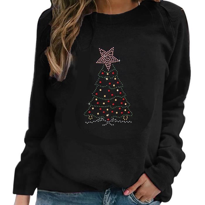 Blouse Pour Femmes d contract en strass de No l manches longues