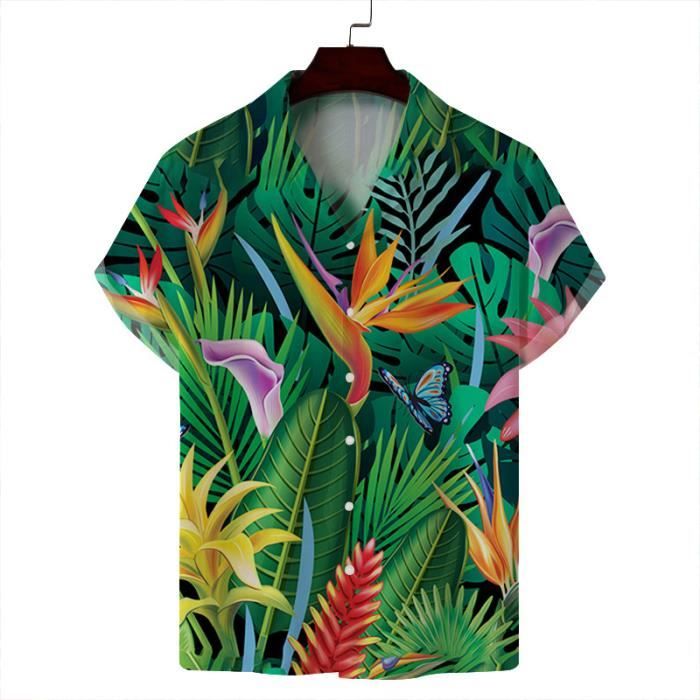Chemise Hawaïenne Homme Rouge – Manches Courtes, Boutonnée, Taille XL (état Correct)