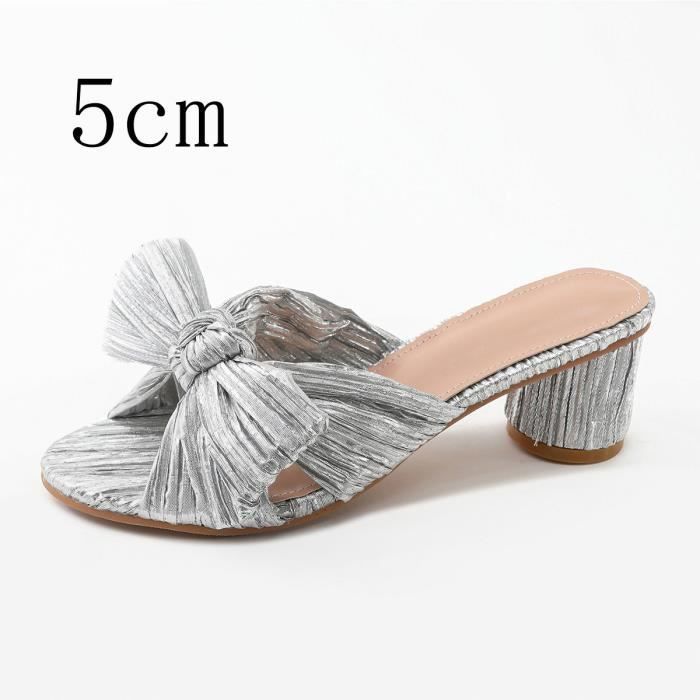 Sandales à Talons Femme INSFITY Été Argenté Talon Épais 5cm