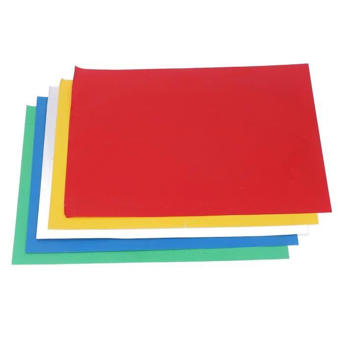 5 Feuilles Papier Transfert Hydrosoluble – Carbone Multicolore (jaune, Rouge, Vert, Blanc, Bleu) – Pour Tissu, Bois, Cuir – 28x23cm