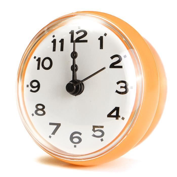 Horloge De Salle De Bain Étanche Avec Ventouse - Lot De 2 - Piles AAA - 7x4 Cm - Orange, Bleu Ou Vert