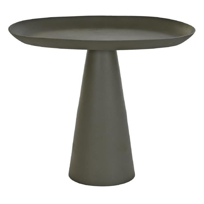 table d'appoint ovale en aluminium coloris vert mousse - longueur 53 x profondeur 33 x hauteur 44 cm