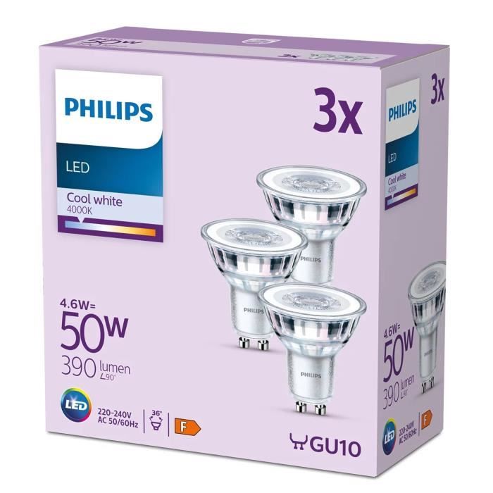 Spot LED Philips blanc froid GU10 4W