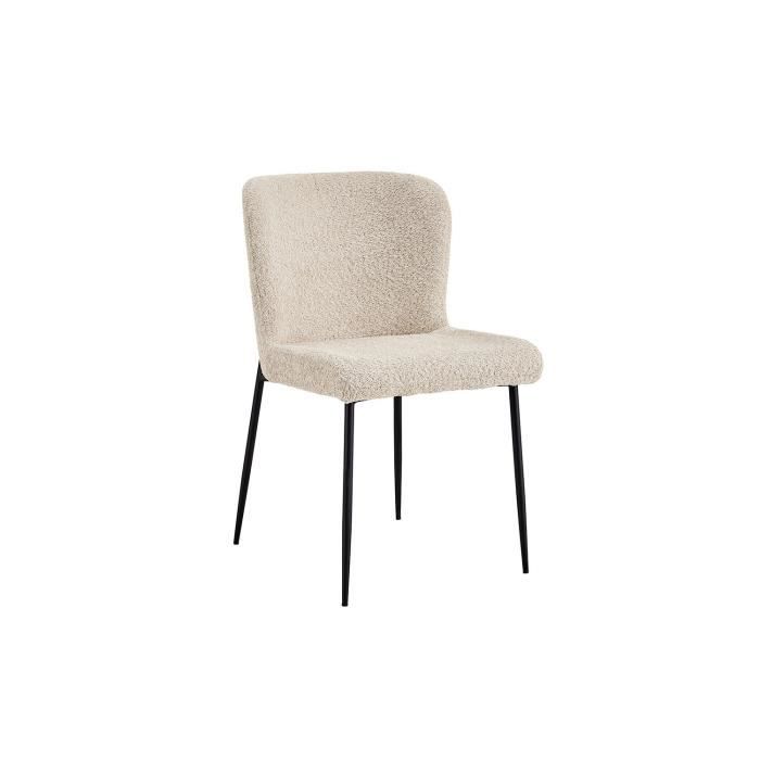 chaise salle à manger bouclé beige - collection lise - confortable et élégante - style design contemporain