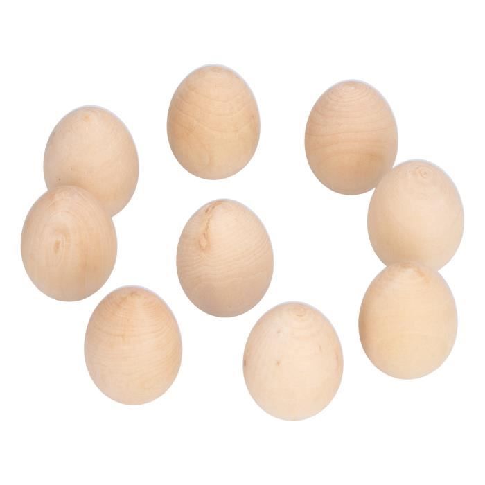 Œufs En Bois EFO Non Peints - Lot De 10 - Pour Décorations De Pâques Et Activités DIY - Enfants Et Adultes