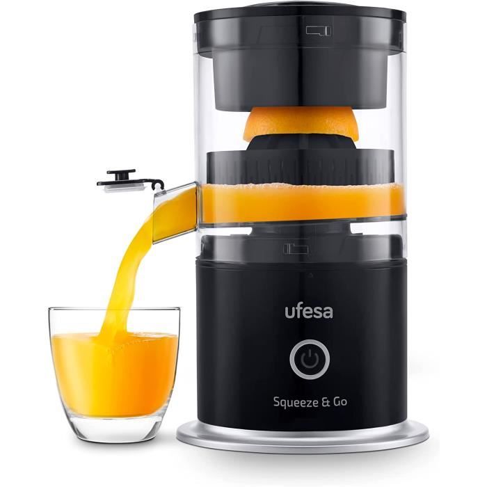 Presse Agrumes Levier 600w Ufesa EX4960 Presse-Agrumes Électrique 600W Avec Levier - Anti-Gouttes, Double Cône, Filtre Inox - Jus Frais Appareil Cuisine Inox