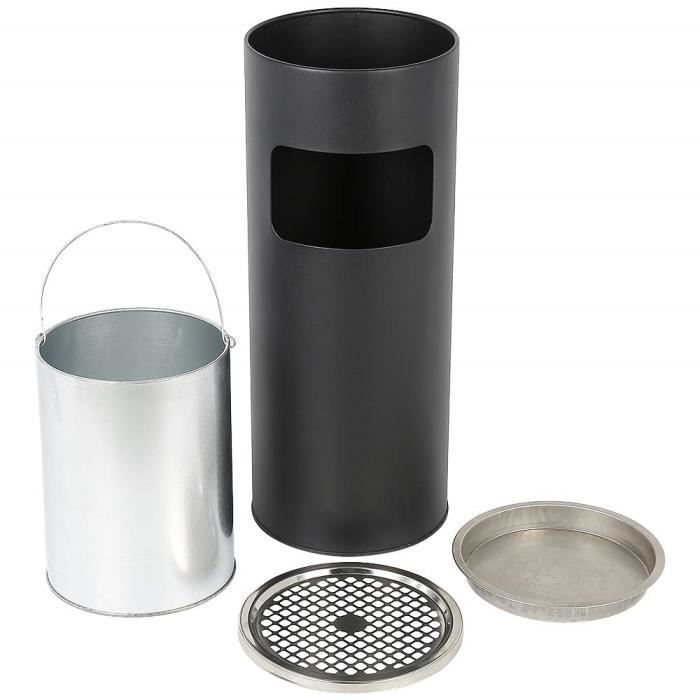 Poubelle Acier Inoxydable 30L Avec Cendrier - Intérieur/Extérieur - Design Double Seau