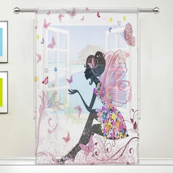 Rideaux Voilages De Fenêtre Transparents Avec Fleurs Et Papillons - Décoration De La Maison Pour