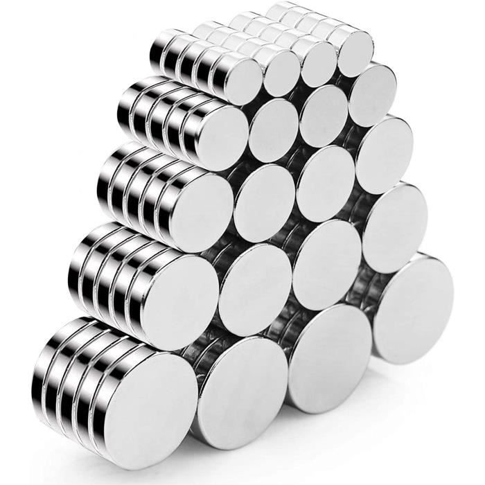 Lot 100 Mini Aimants Ronds Néodyme 8x1mm - Forte Adhérence - Pour Bricolage, Bureau, Frigo