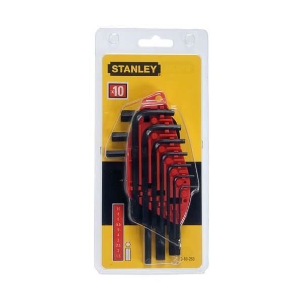 Clé mâle hexagonale STANLEY - 0-69-253 - Acier au silicium - Livré avec un jeu de 10 pièces avec étui