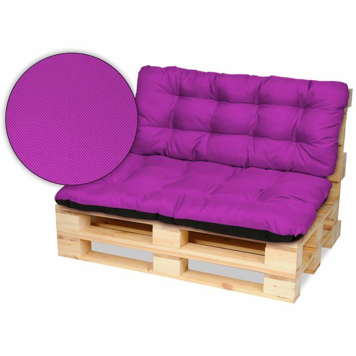 Coussin pour Canapé - SuperKissen24. - Intérieur/Extérieur - Imperméable - 120x80 cm et Appui 120x50 - Fuchsia