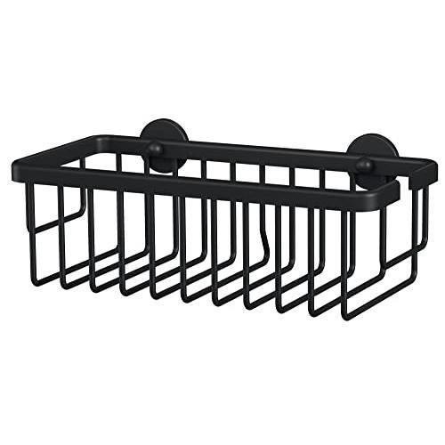Panier de douche - TESA - MOON BLACK - Rangement profond - Fixation adhésive sans perçage - Aluminium noir
