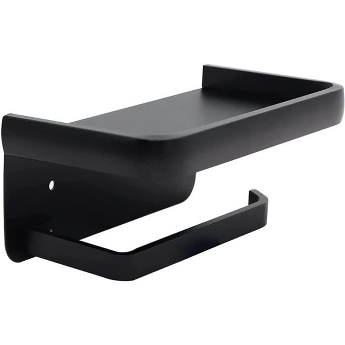 Porte-papier toilette mural, porte-serviettes en papier sans perforation, base carrée adhésive [noir 16cm] porte-serviettes en papier | Leroy Merlin