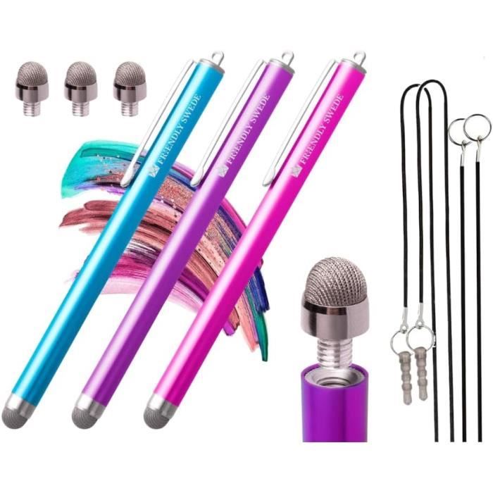 Lot de 3 Stylets 2 En 1 pour Tablette, Compatible Tous Écrans Tactiles
