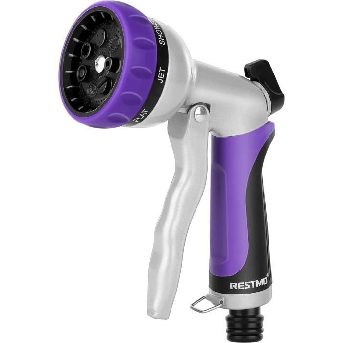 WHOLEV Pistolet D'arrosage Métal, Pulvérisateur De Jardin, 9 Modes D'arrosage Pistolet Arrosage Pulvérisateur De Jardin à Haute Pression Pour L'arrosage De La Pelouse, Le Lavage De Voiture, Animaux