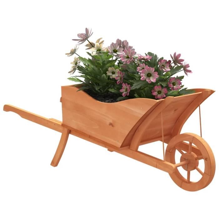 Jardinière brouette 128x45 5x43 cm bois de sapin massif