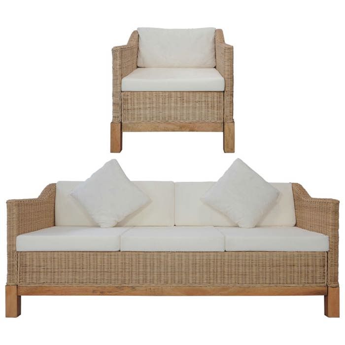 vidaXL Ensemble de canapés 2 pcs Rotin naturel - vue 5